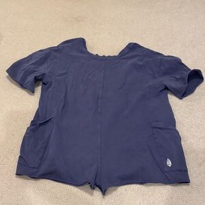 Navy Blue Short Sleeve Romper